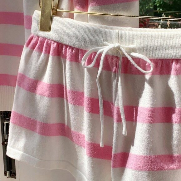Pink & white Casual Women's Striped knit Sweater and Shorts Set - Picture 5 of 8
